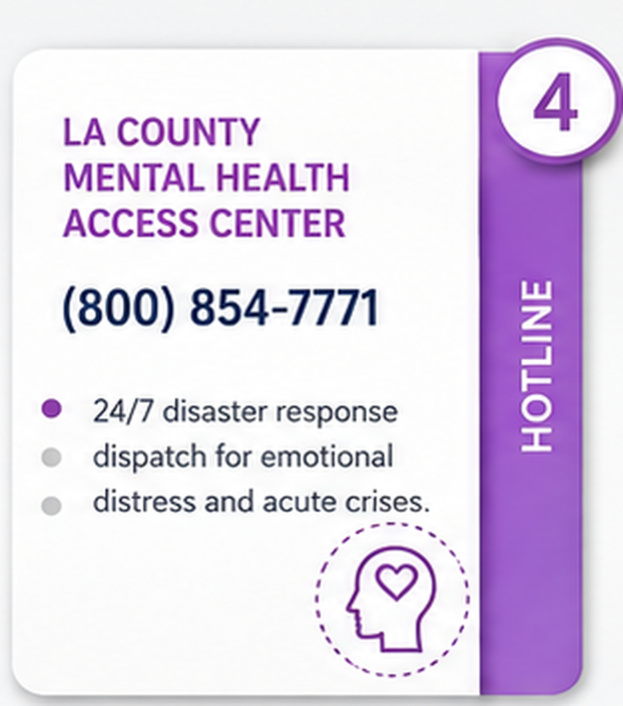 LA County Mental Health ACCESS Center — (800) 854-7771