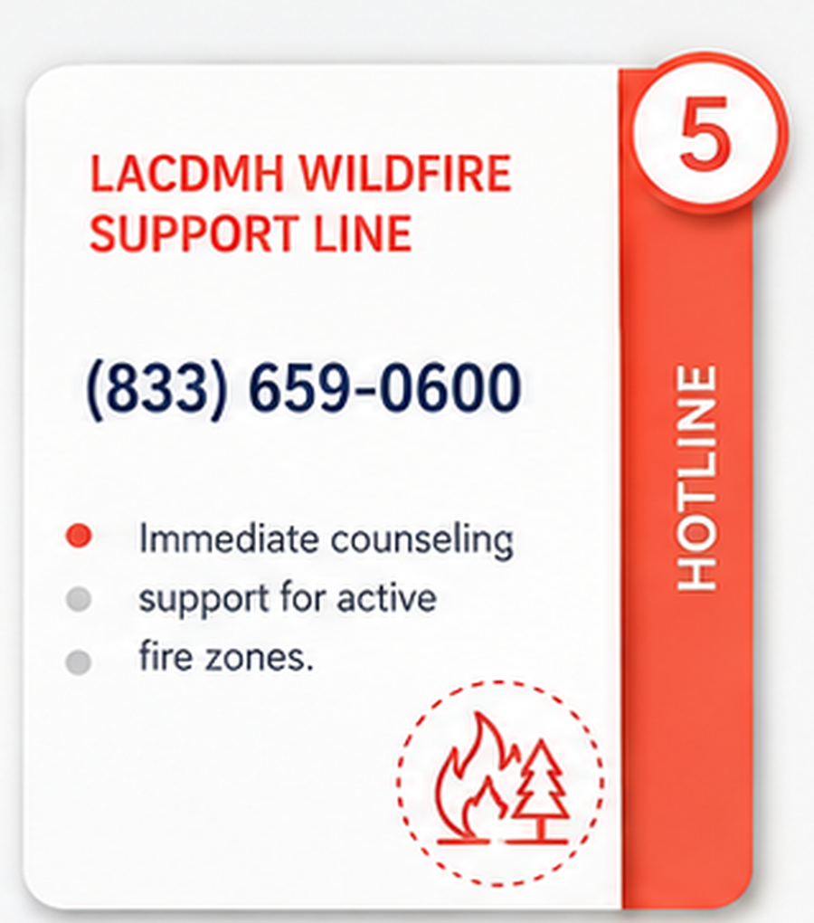 LACDMH Wildfire Support Line — (833) 659-0600