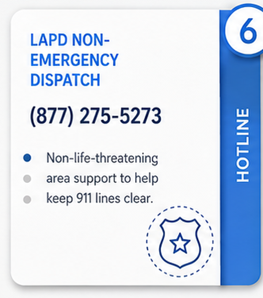 LAPD Non-Emergency Dispatch — (877) 275-5273